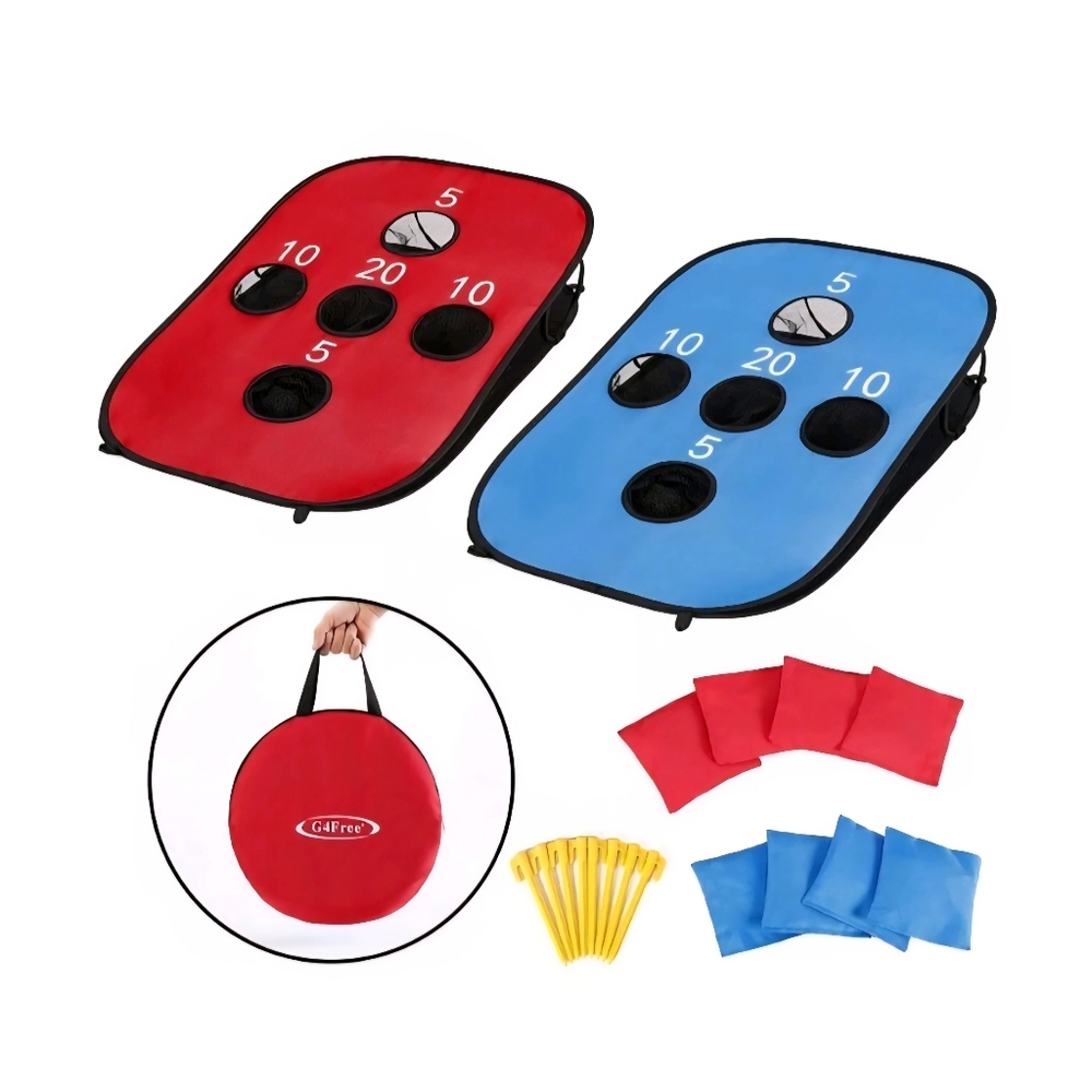 G4Free Portable Collapsible 5 Holes Cornhole Game Set with 8 Bean Bags case